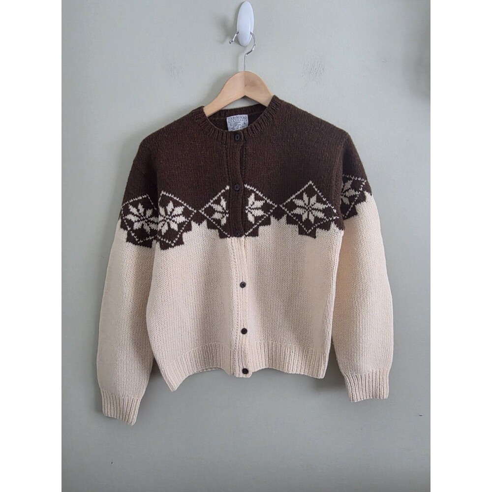 Vintage Country Road LambWool Rabbit Fur Blend Cardigan  Size Large  Brown